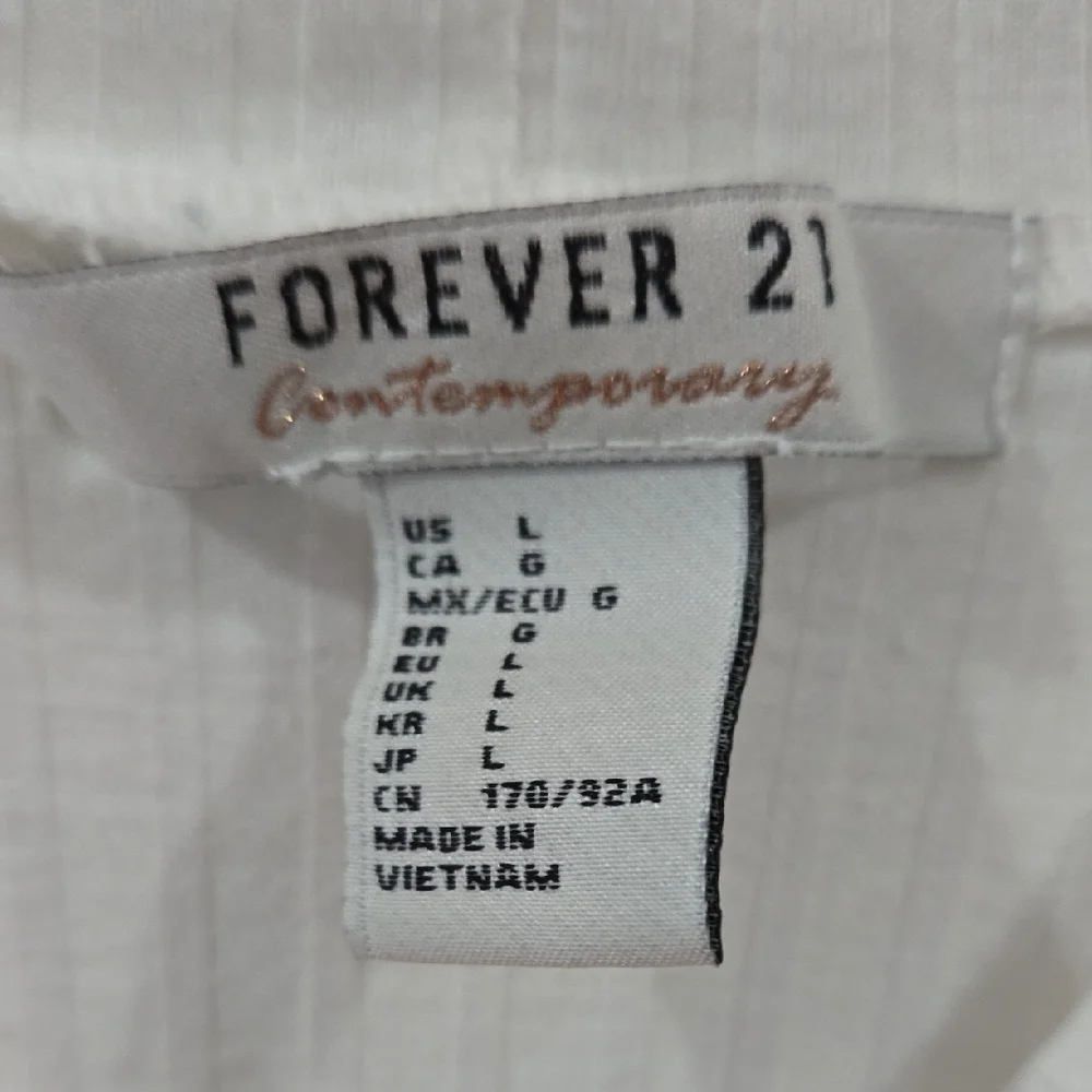 Forever 21 Sz Large White Ribbed Long Sleeve Top - Picture 2 of 7